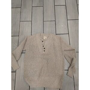 Red Head Brand Co Mens Tan Speckled Knit Henley Sweater LT GT GA